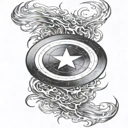 captain america shield with flames around it tattoo design idea