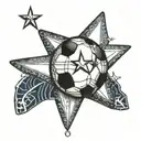 black and blue nautical star with football texture and stitching  tattoo design idea