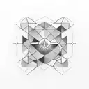 multiple small geometric simple linework tattoos that make a larger piece tattoo design idea