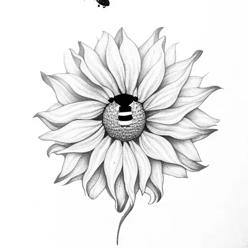 semi colon sunflower with a lady bug on the sunflower petal tattoo design idea