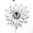 semi colon sunflower with a lady bug on the sunflower petal tattoo design idea