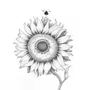 semi colon sunflower with a lady bug on the sunflower petal tattoo design idea