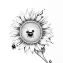 semi colon sunflower with a lady bug on the sunflower petal tattoo design idea