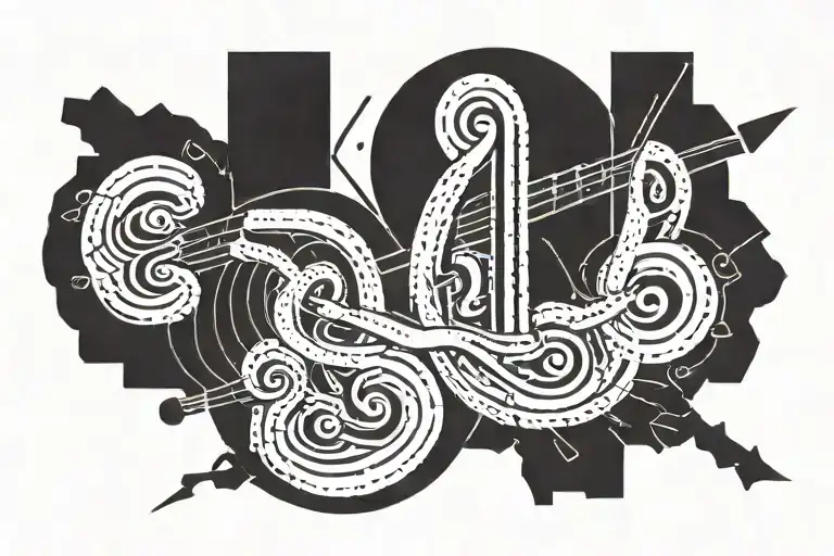 the logo of AM by Arctic Monkeys in combination with a music note tattoo design idea