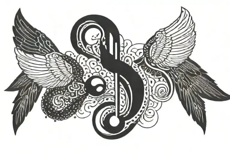 the logo of AM by Arctic Monkeys in combination with a music note tattoo design idea