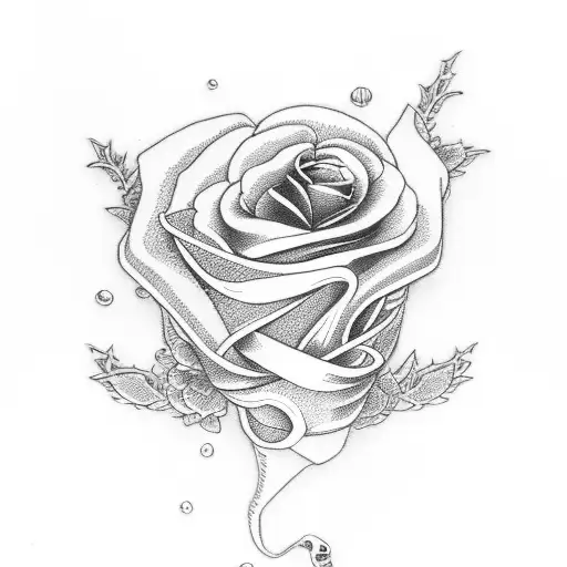 Japanese chef knife with 2 red roses flowing out of it tattoo design idea