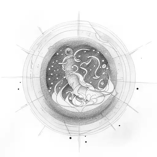 Cresent Moon with flowing water and a cancer constellation  tattoo design idea