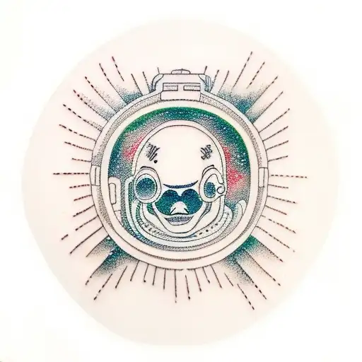 astronaut and rock n roll tattoo design idea