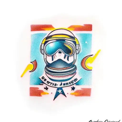 astronaut and rock n roll tattoo design idea