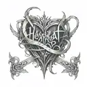 heartbeat with the name Artanis written in cursive, with EST II.XVIII.MMVIII underneath tattoo design idea