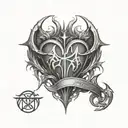 heartbeat with the name Artanis written in cursive, with EST II.XVIII.MMVIII underneath tattoo design idea