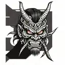 samurai oni demon mask tattoo design idea
