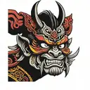 samurai oni demon mask tattoo design idea