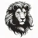 half lion half lamb head profile holding tattoo design idea