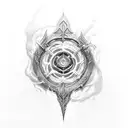A hauntingly beautiful sword engulfed in swirling shadows tattoo design idea