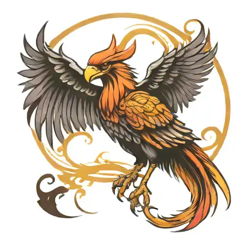 Phoenix rising from ashes tattoo design idea