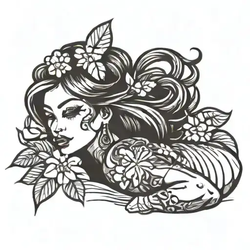 hula girl laying down tattoo design idea