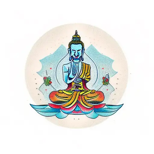 buda meditando ropa clasica tattoo design idea