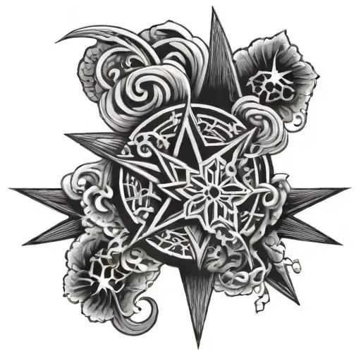 5 point star tattoo design idea
