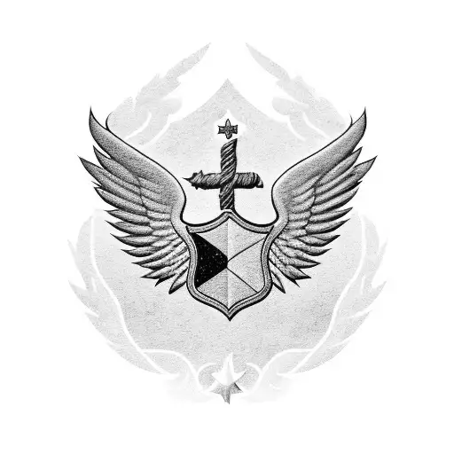 United States Air Force logo transforming in angel wings tattoo design idea