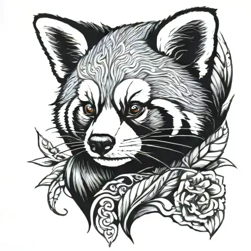 red panda face black  tattoo design idea