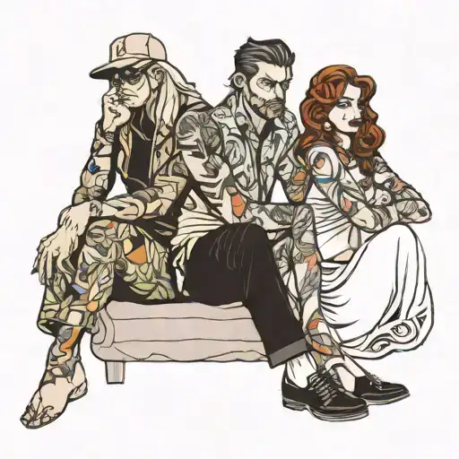four people sitting  tattoo design idea