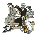 four people sitting  tattoo design idea