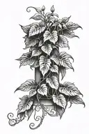 philodendron vine wrapping hip coverup house plant  tattoo design idea