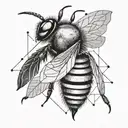 Design a tattoo of a hardworking bee surrounded by geometric shapes, symbolizing your ambition and dedication to success tattoo design idea