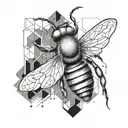 Design a tattoo of a hardworking bee surrounded by geometric shapes, symbolizing your ambition and dedication to success tattoo design idea