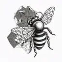 Design a tattoo of a hardworking bee surrounded by geometric shapes, symbolizing your ambition and dedication to success tattoo design idea