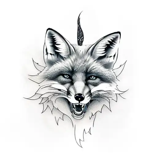 fox with nine tails  tattoo design idea
