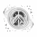 galaxy, ocean, peace, and dog paw all in a music note tattoo design idea