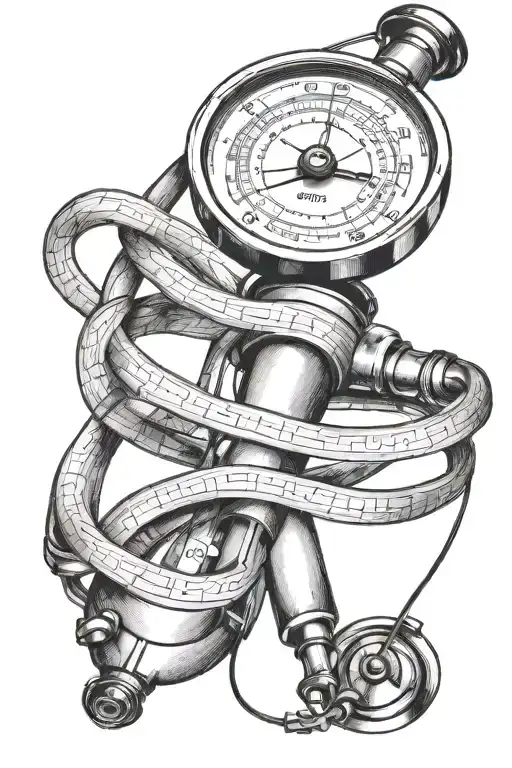 stethoscope intertwined with a ruler tattoo design idea