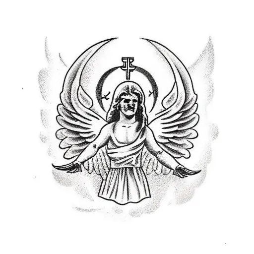 biblical angel tattoo design idea
