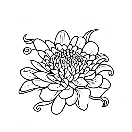 lily of the valley, marigold, chrysanthemum  tattoo design idea