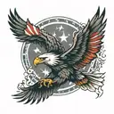 eagle with fire and usa flag tattoo design idea