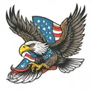 eagle with fire and usa flag tattoo design idea