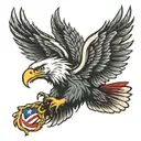 eagle with fire and usa flag tattoo design idea