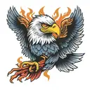 eagle with fire and usa flag tattoo design idea