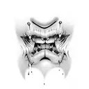 Dracula canines and sultry lips dripping blood with dotwork tattoo design idea