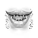 Dracula canines and sultry lips dripping blood with dotwork tattoo design idea