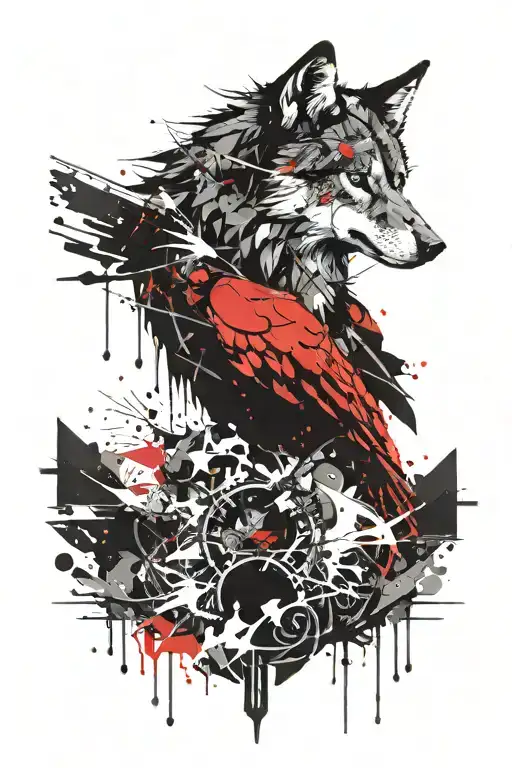 son, wolf, crow, infinity, strength, light  tattoo design idea