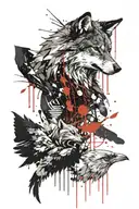 son, wolf, crow, infinity, strength, light  tattoo design idea