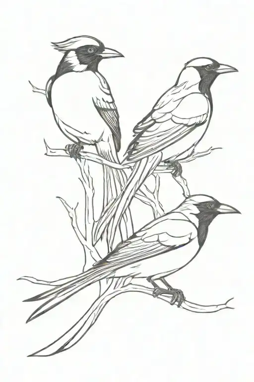 pair of magpies standing side by side tattoo design idea