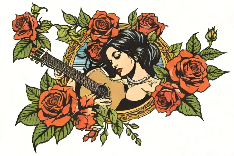 music nature flowers singer amy winehouse miley cyrus tarot card tattoo design idea
