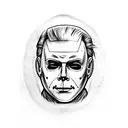 Michael Myers original face with a knife in a hand tattoo design idea