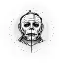 Michael Myers original face with a knife in a hand tattoo design idea