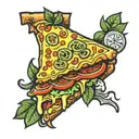 burger pizza slice tattoo design idea
