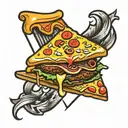 burger pizza slice tattoo design idea